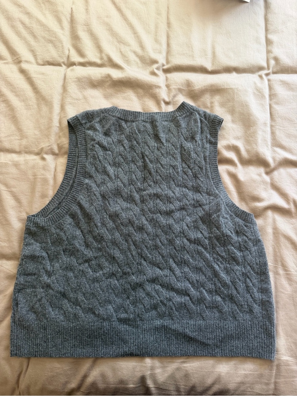 J. Crew CASHMERE Gray Cable-Knit Button Front Vest with Gold Buttons - Picture 2 of 4